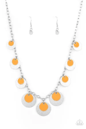 The Cosmos Are Calling Orange Paparazzi Necklace