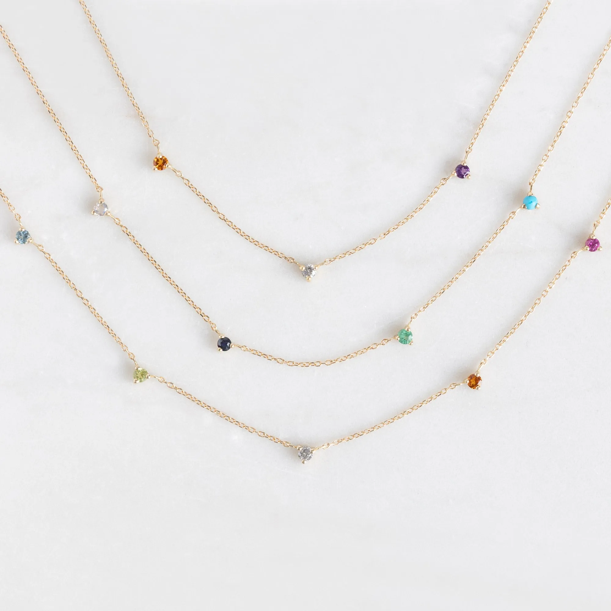 The Custom Multi-Birthstone Necklace | 4 Stones