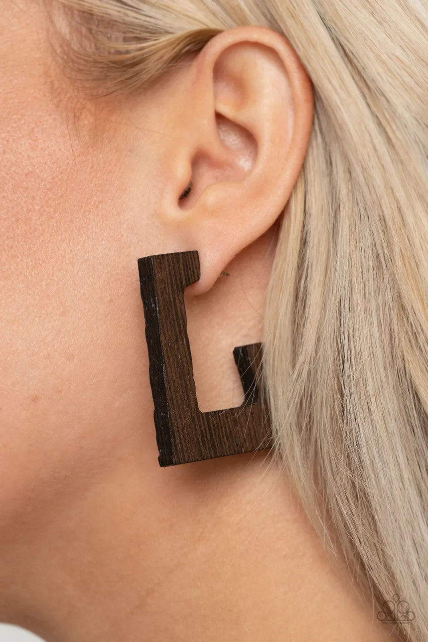 The Girl Next OUTDOOR Brown Paparazzi Earrings