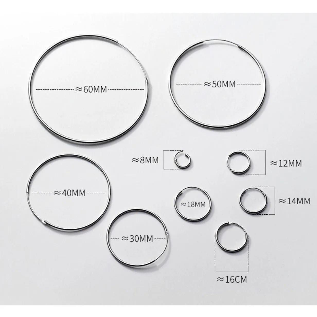 Thin Small Medium Big Hoop Earrings-SH022