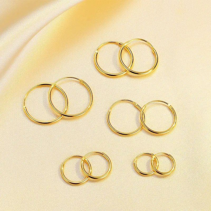 Thin Small Medium Big Hoop Earrings-SH022