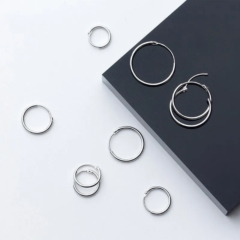 Thin Small Medium Big Hoop Earrings-SH022