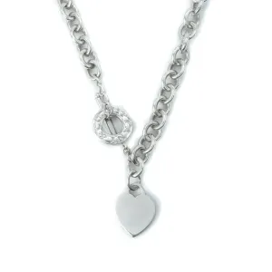 Tiffany & Co Plain Heart Tag Sterling Silver Pendant Toggle Choker Necklace - 15"