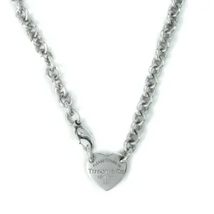 Tiffany & Co Return to Tiffany Heart Tag Chain Link Sterling Silver Choker Necklace - 15"