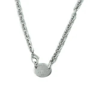 Tiffany & Co Return To Tiffany Sterling Silver Oval Tag Choker Necklace - 14"