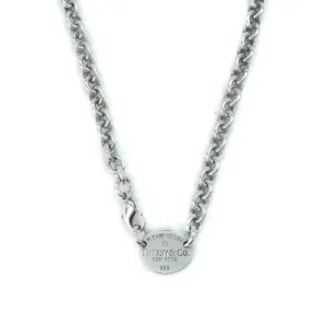 Tiffany & Co Return To Tiffany Sterling Silver Oval Tag Choker Necklace 15"