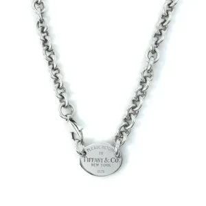 Tiffany & Co Return To Tiffany Sterling Silver Oval Tag Choker Necklace 15"