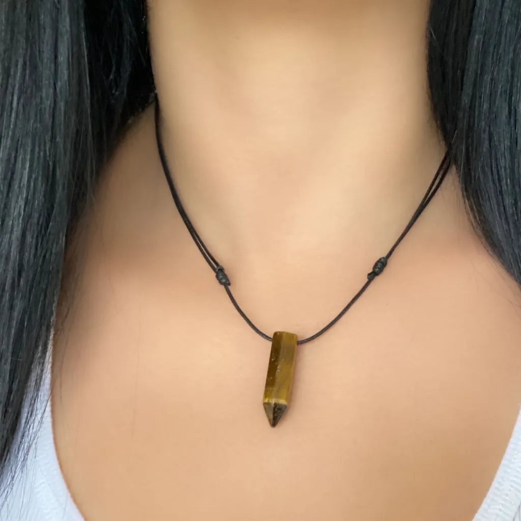 Tiger Eye Bullet Necklace - Focused Energy Pendant