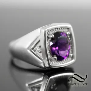 Timeless Amethyst Signet Ring - 3.25 ct - Mixed Metal