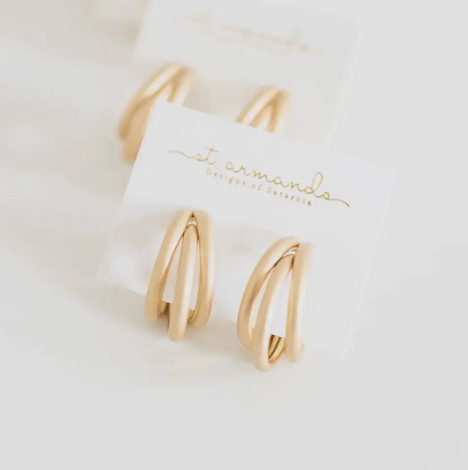 Triple Gold Earrings