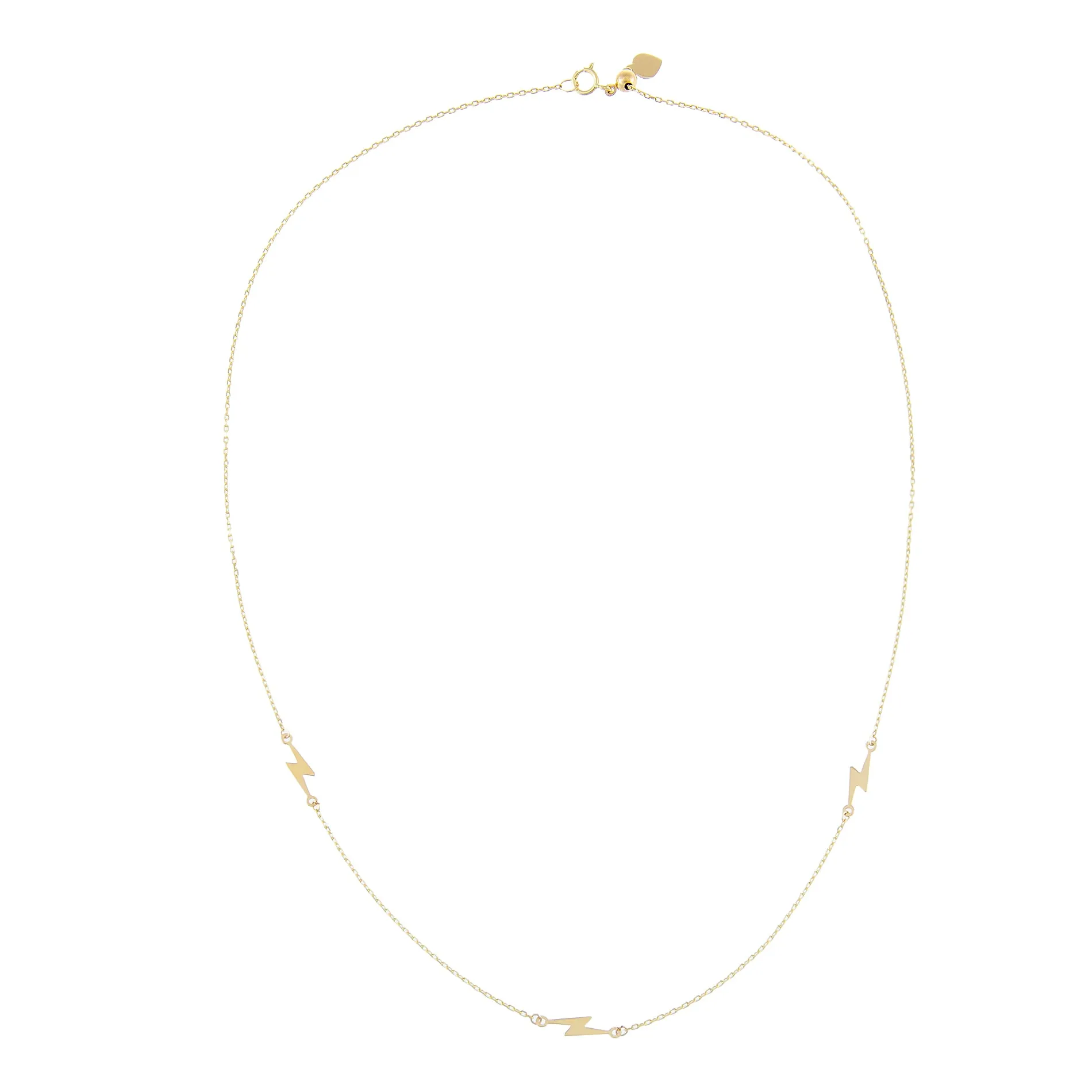 Triple Lightning Bolt Necklace 14K