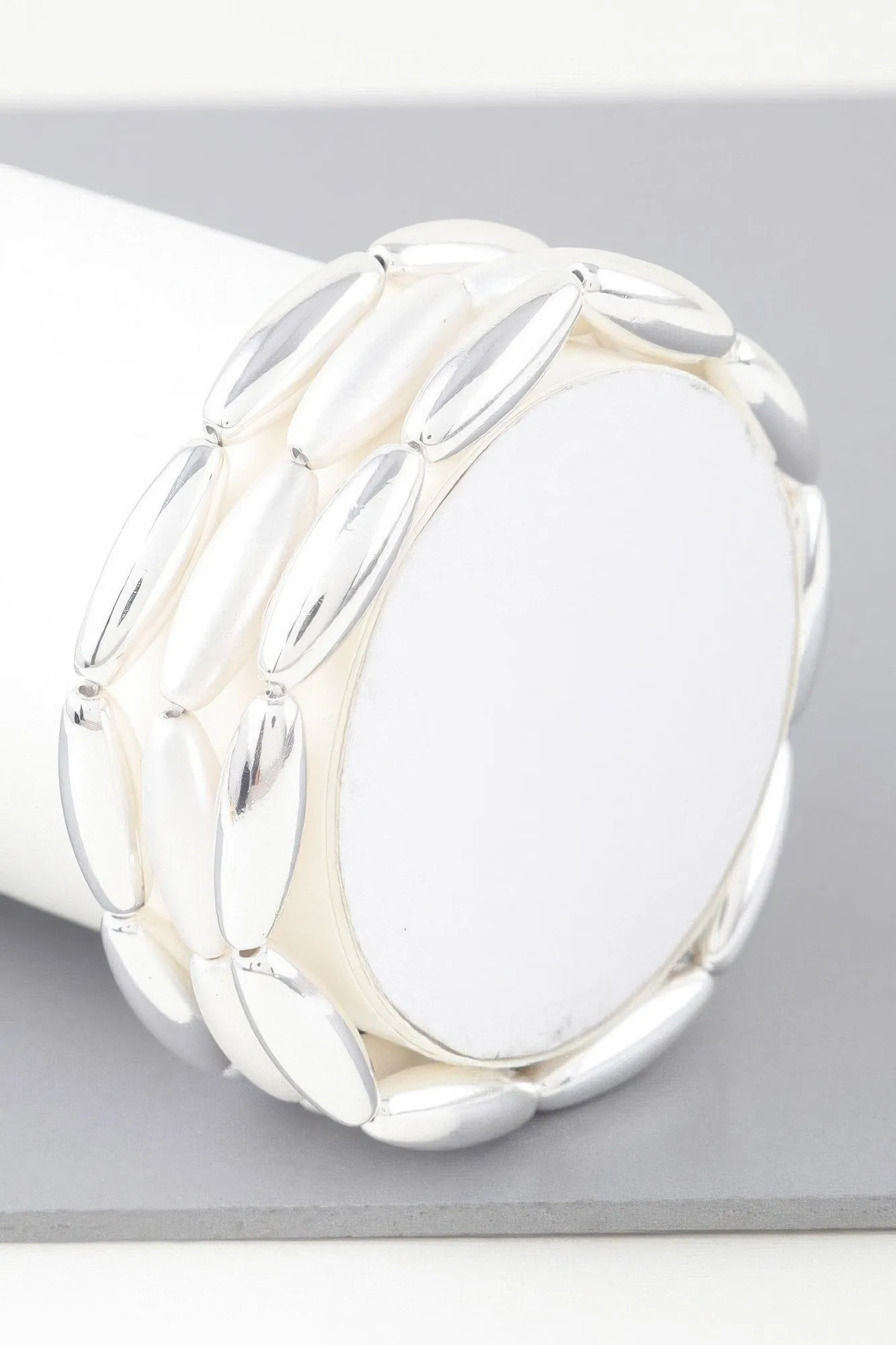 Triple Wide Beaded Cuff Bracelet