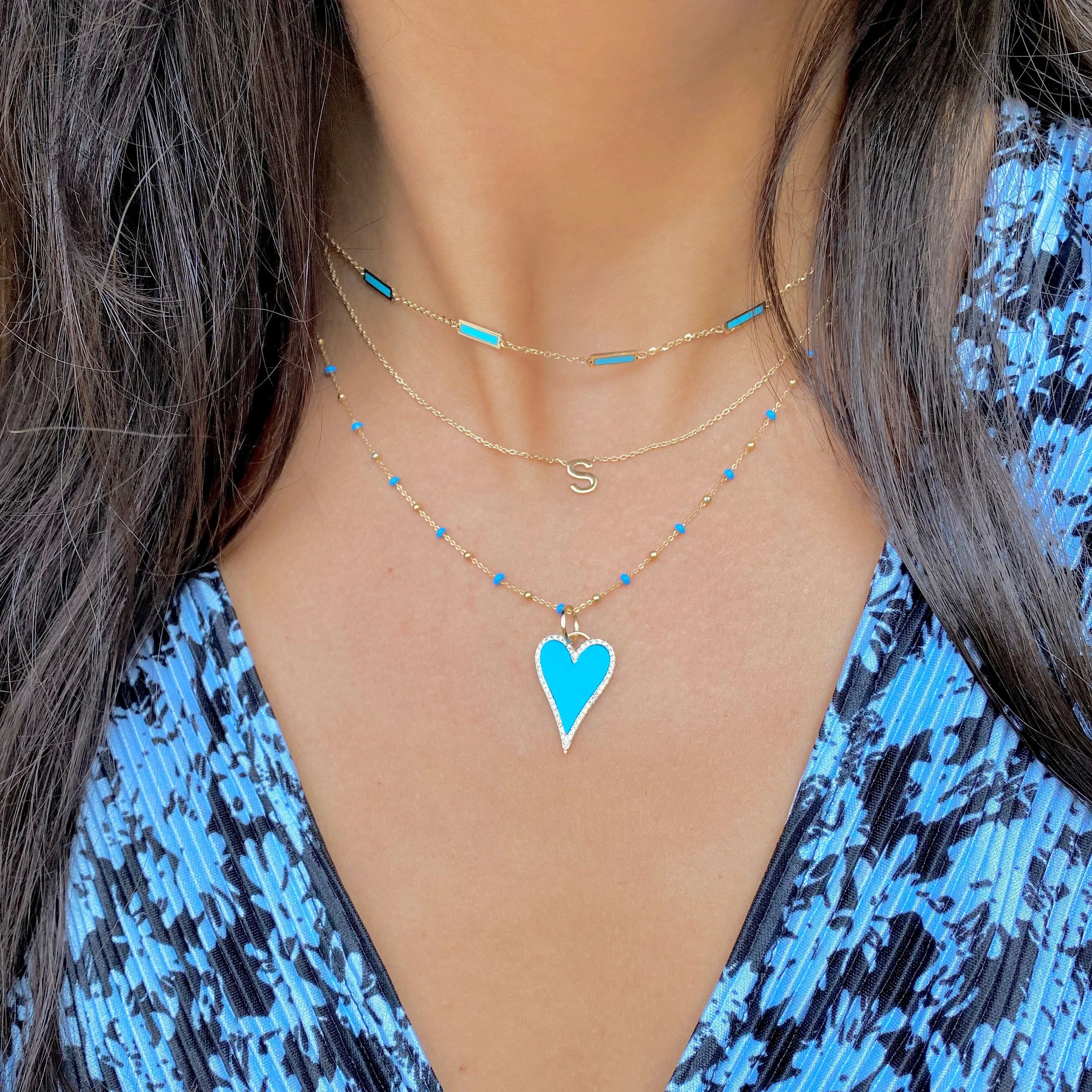 Turquoise Bar Chain Necklace