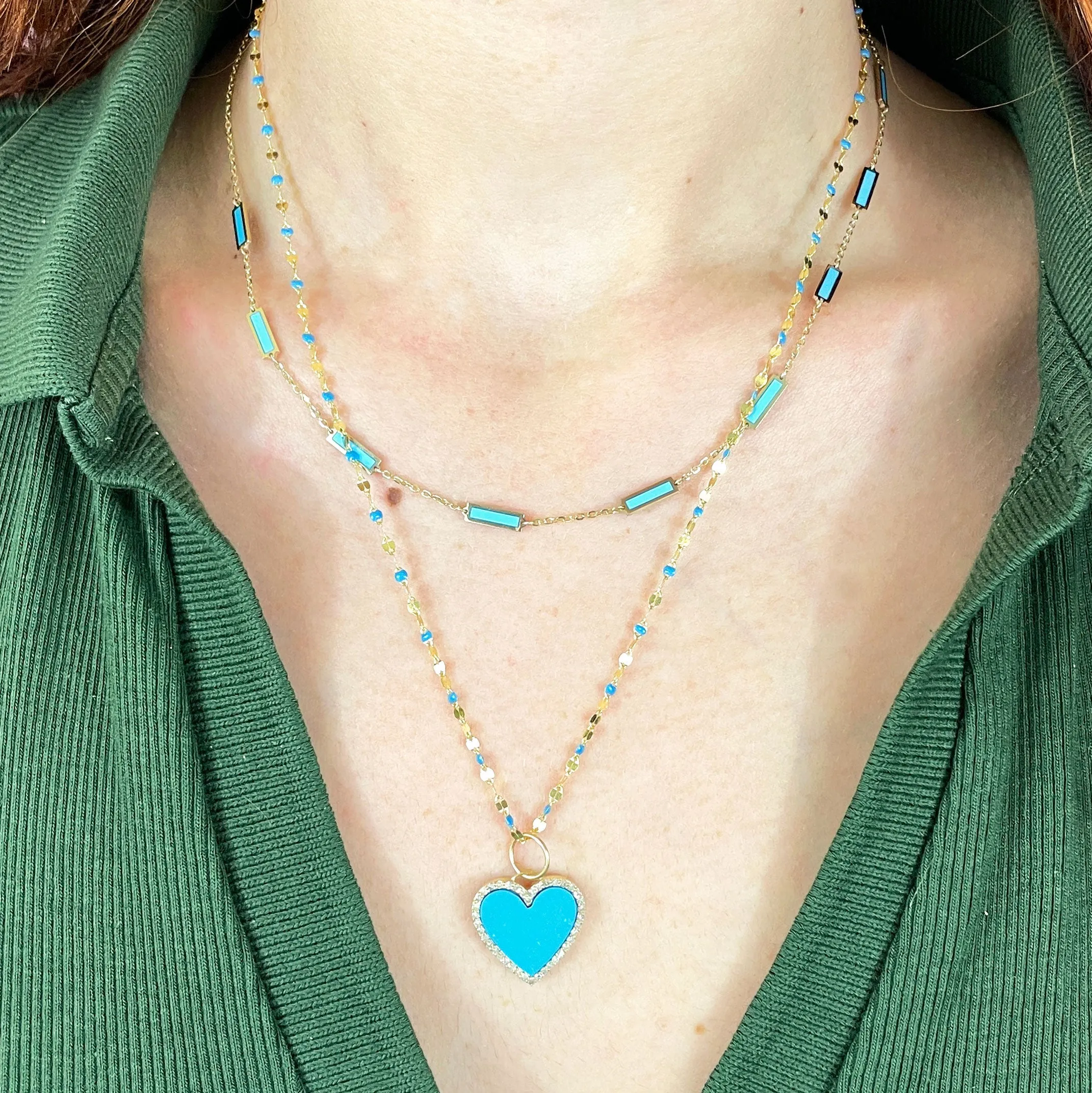 Turquoise Bar Chain Necklace