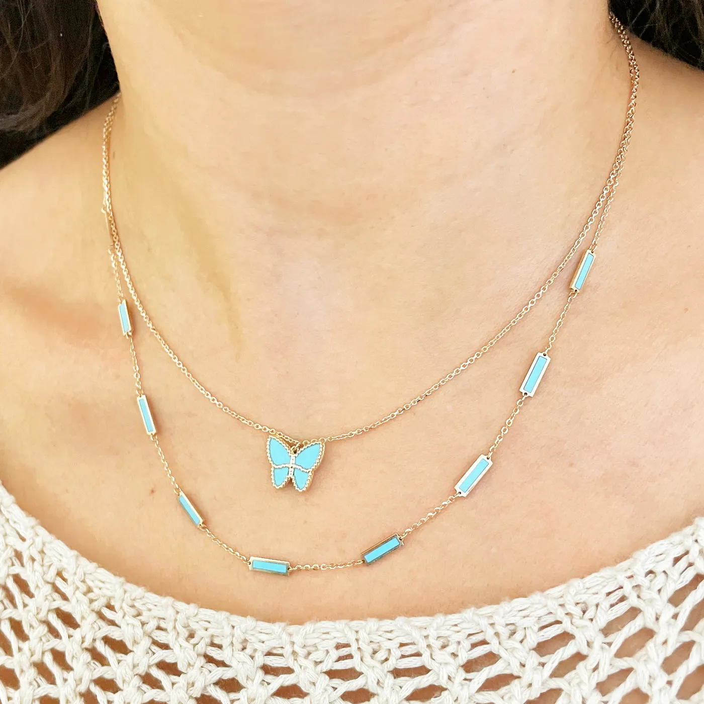 Turquoise Bar Chain Necklace