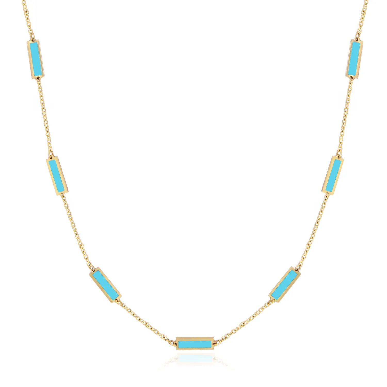 Turquoise Bar Chain Necklace