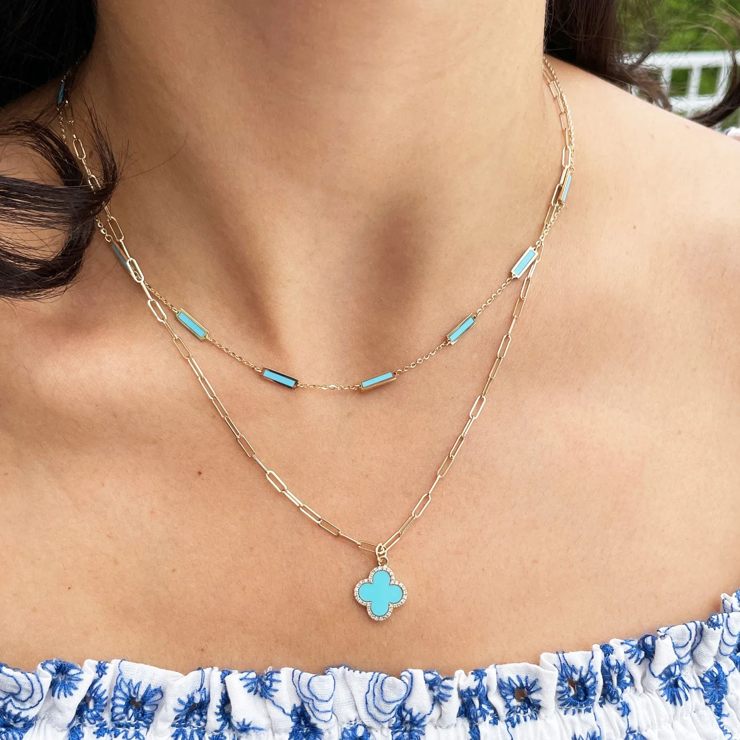 Turquoise Bar Chain Necklace