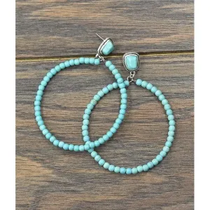Turquoise hoop post earrings