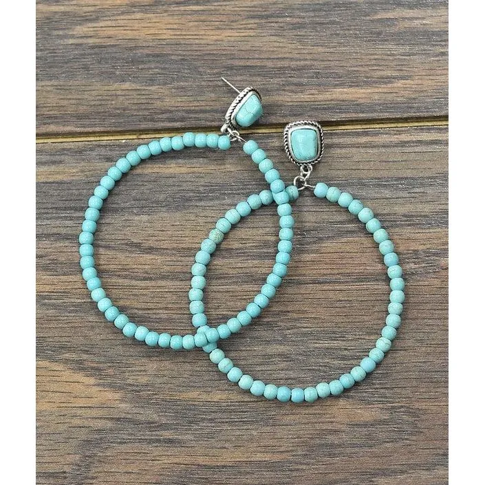 Turquoise hoop post earrings