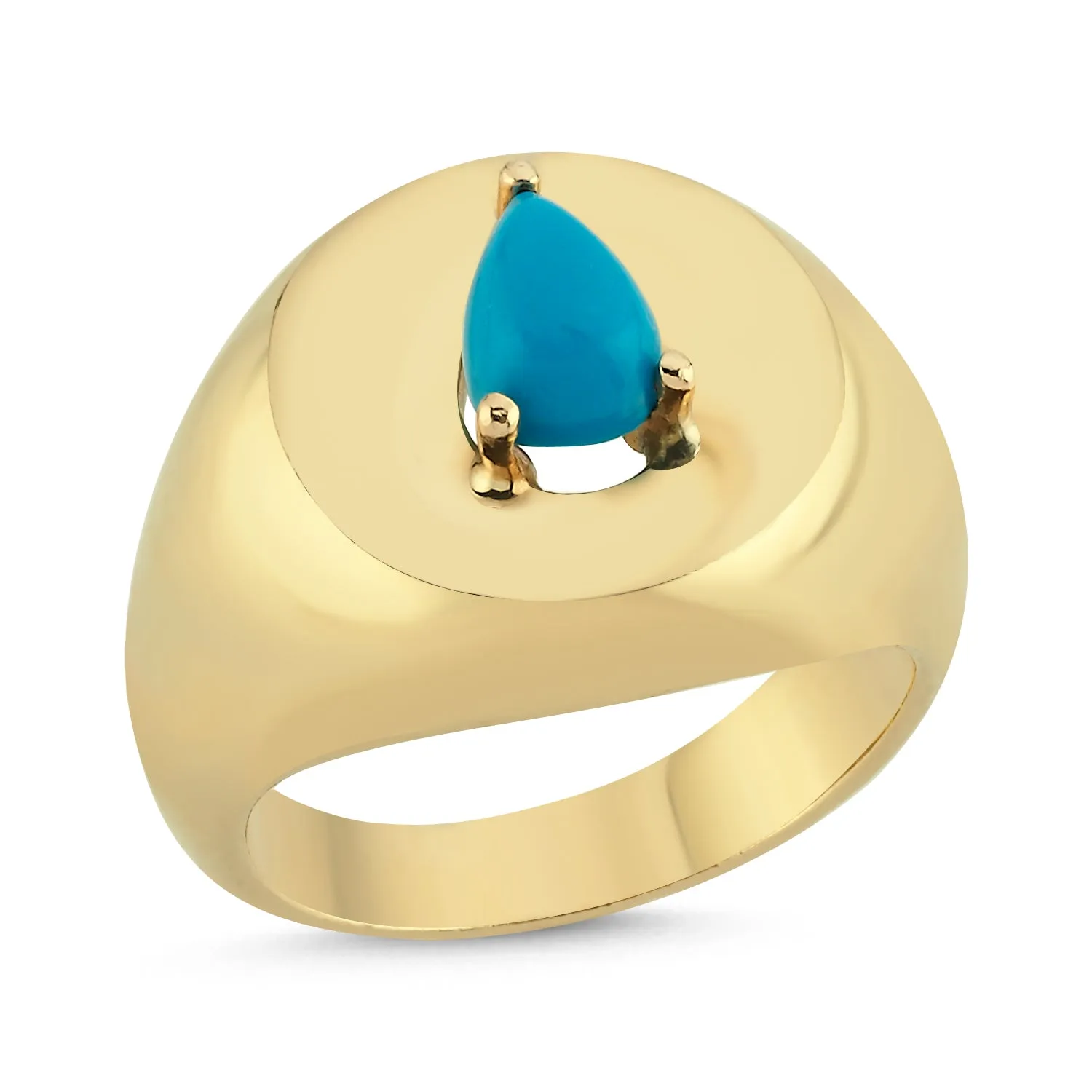 TURQUOISE LARGE FLUTED SIGNET RING