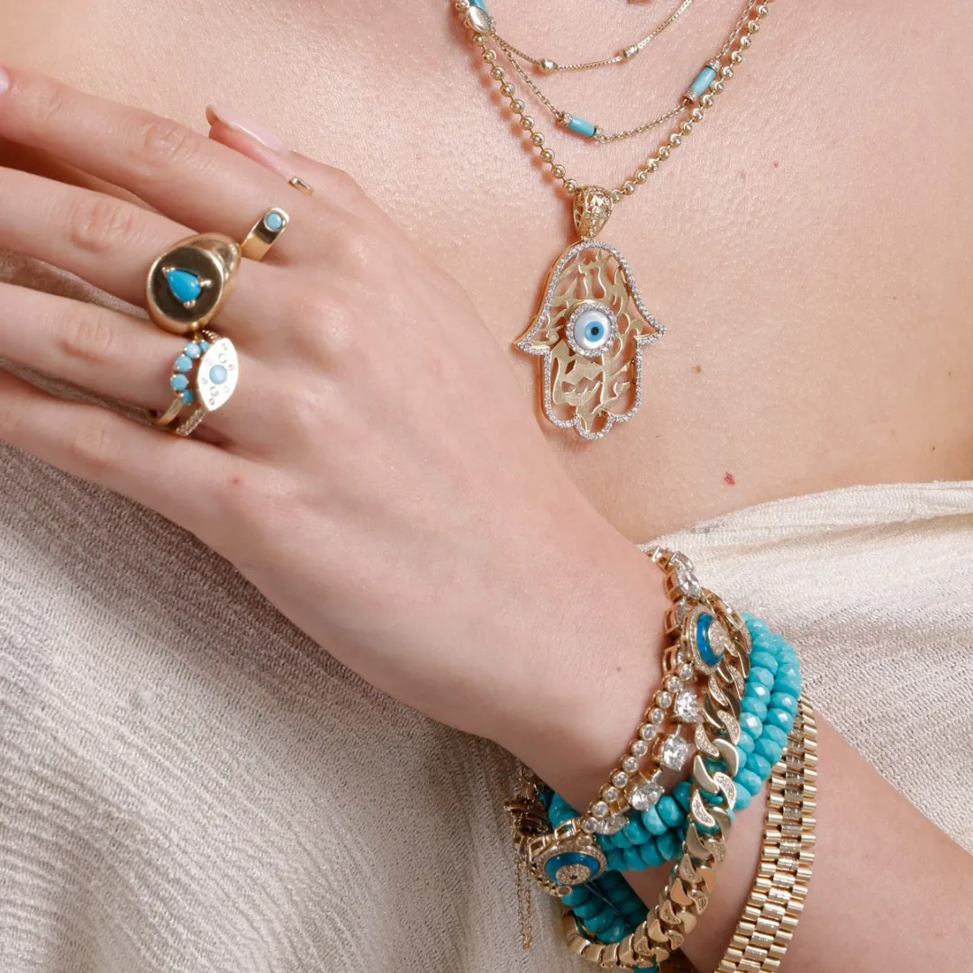 TURQUOISE LARGE FLUTED SIGNET RING