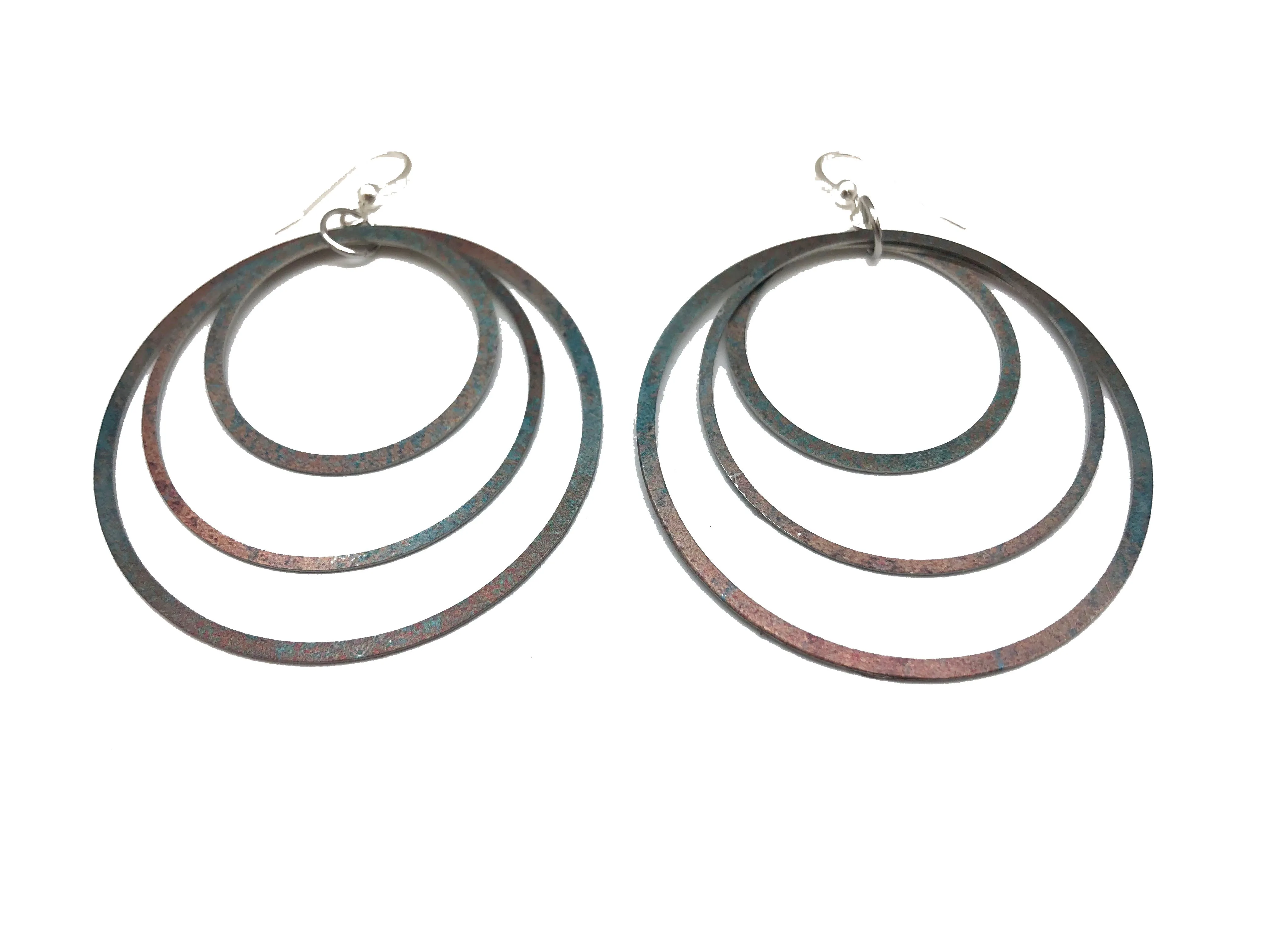 Turquoise Patina Hoop Earrings by d'ears