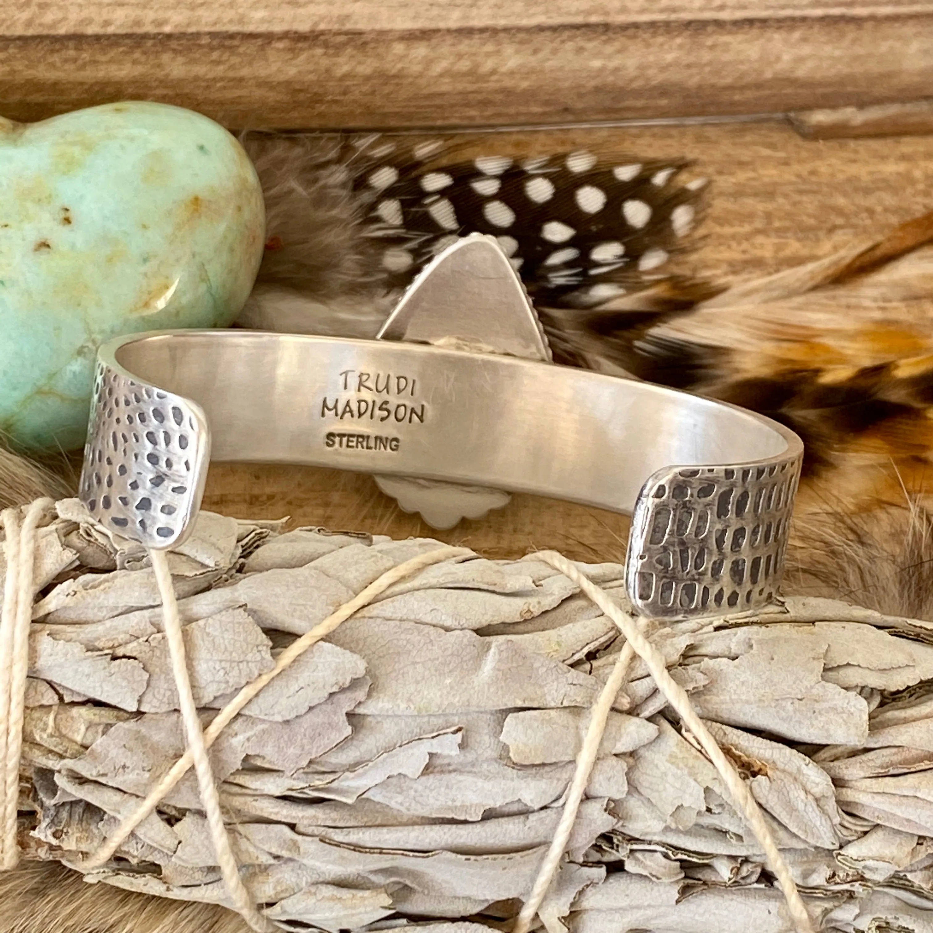 Turquoise Teardrop & Snakeskin cuff