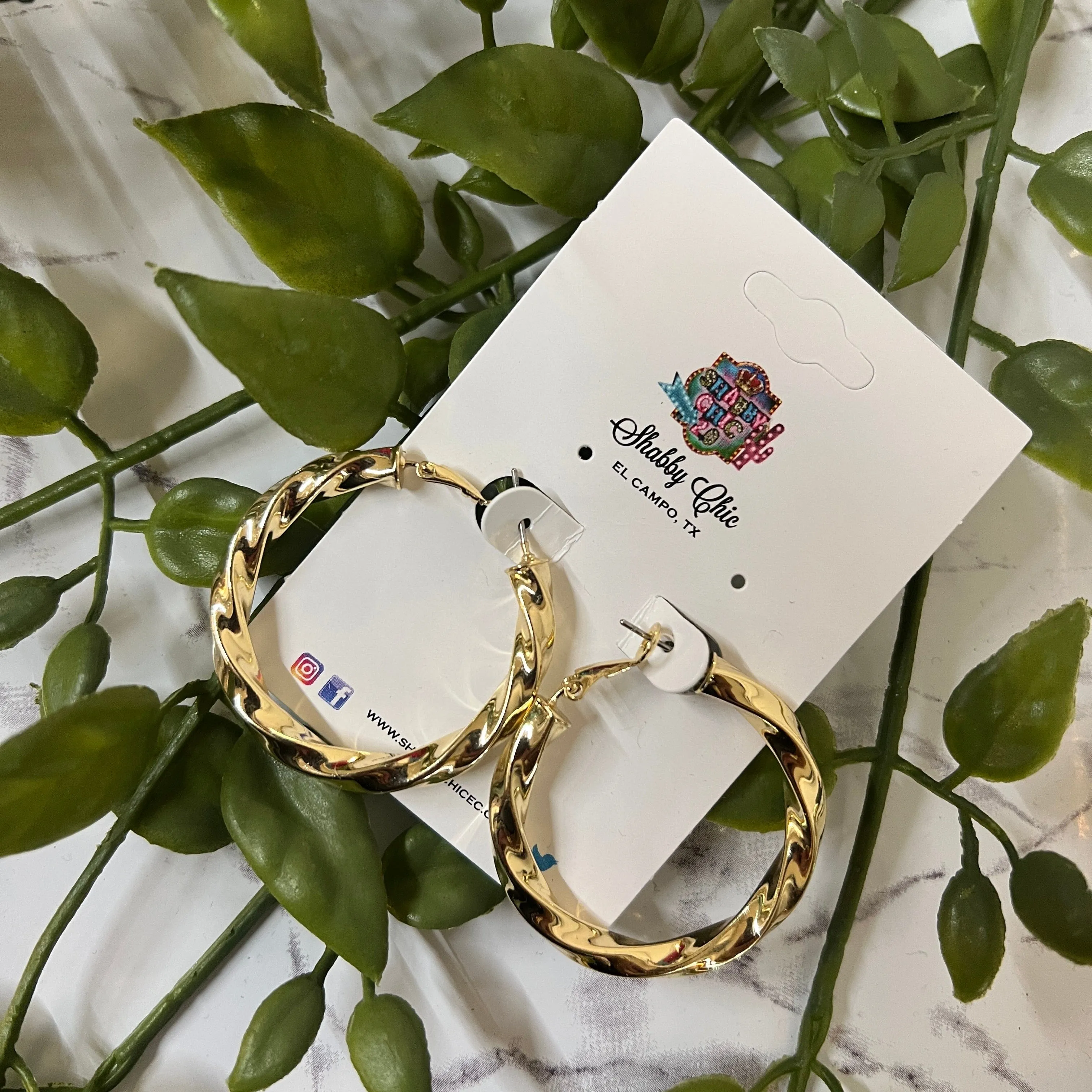 Twisted Hoop Earrings - Gold