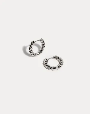 Twisted Silver Hoop Earrings