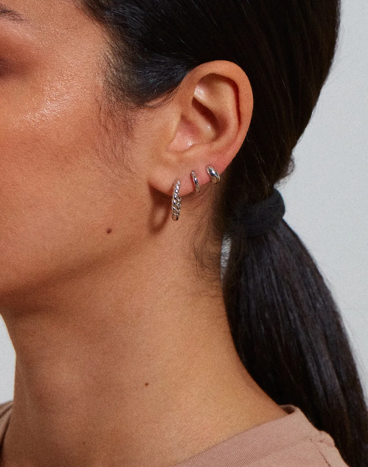 Twisted Silver Hoop Earrings