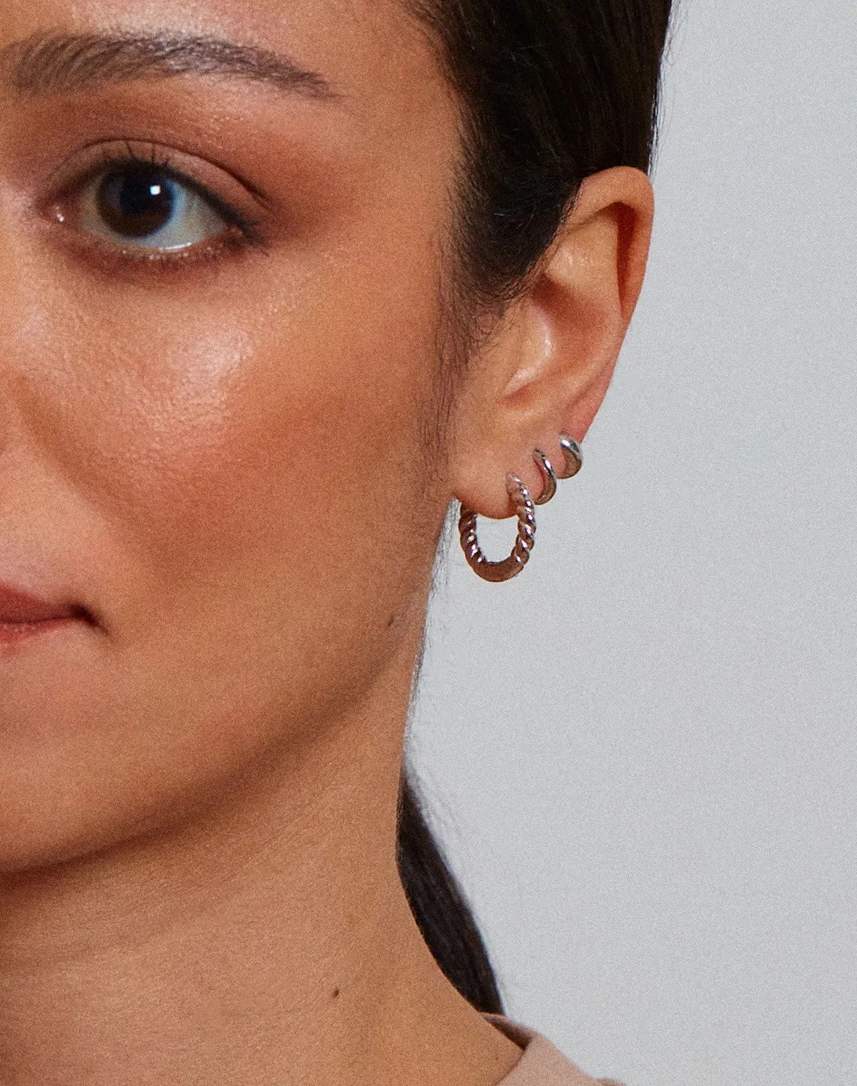 Twisted Silver Hoop Earrings