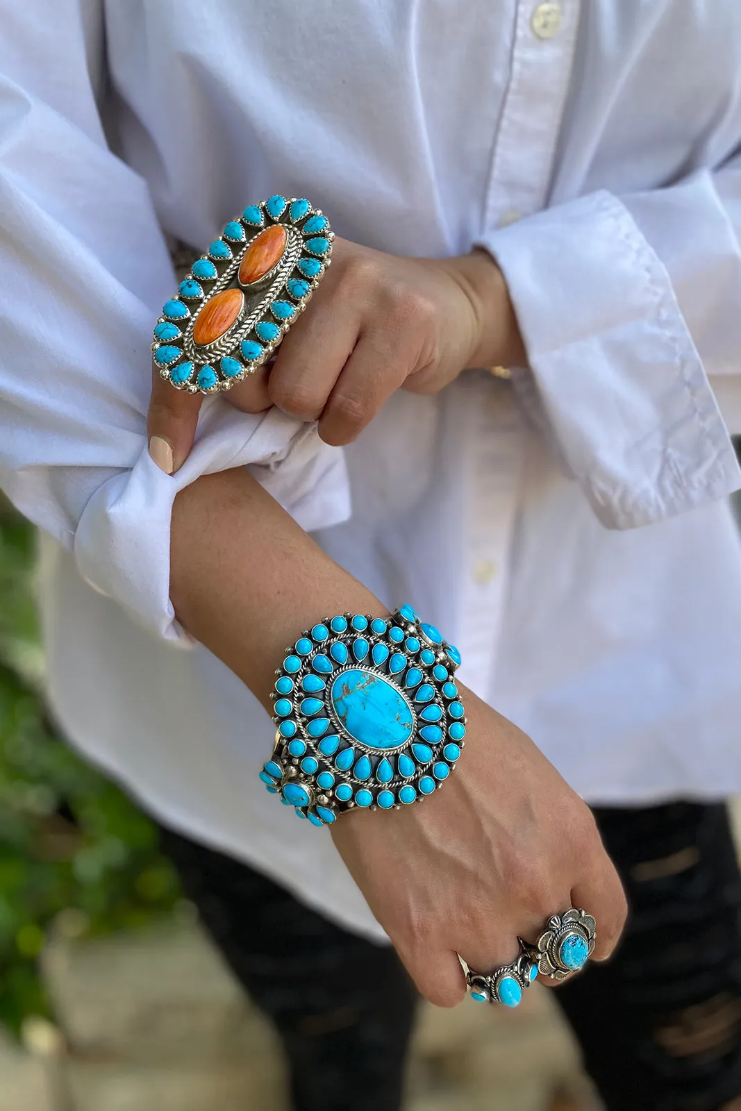 Tyler Brown Navajo Turquoise Cluster Cuff Bracelet