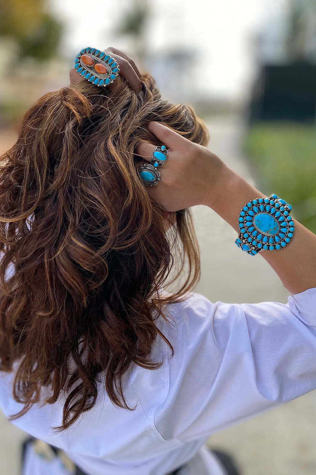 Tyler Brown Navajo Turquoise Cluster Cuff Bracelet