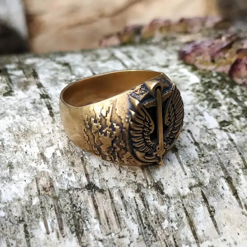 Ukrainian marines signet ring from bronze