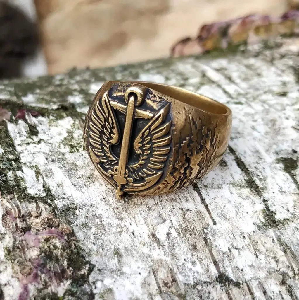 Ukrainian marines signet ring from bronze
