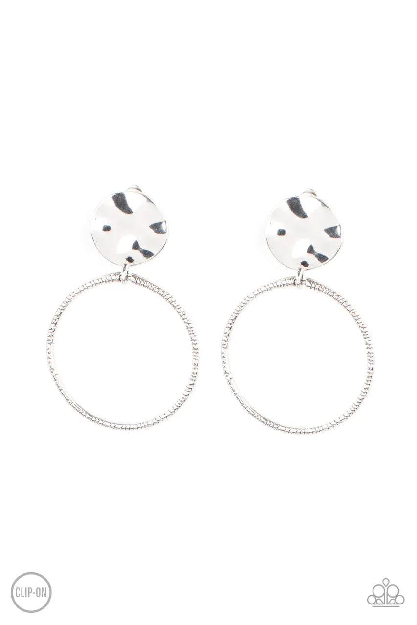 Undeniably Urban Silver Paparazzi Clip-On Earrings