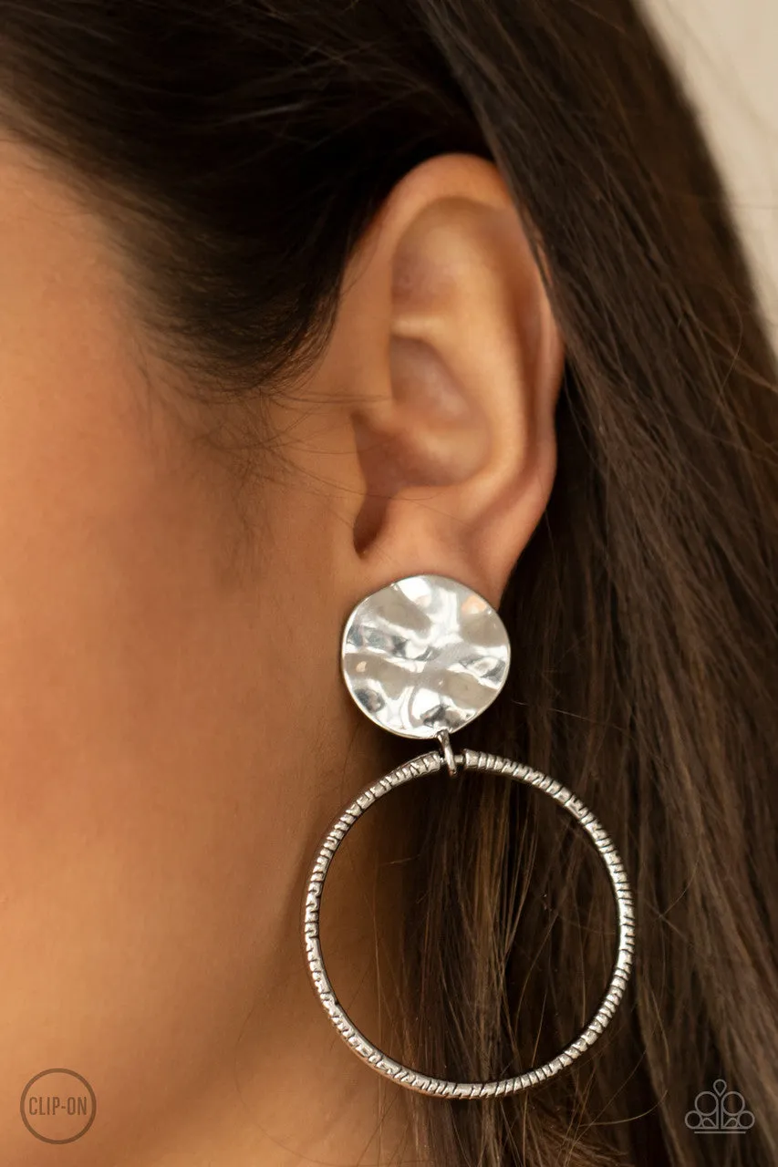 Undeniably Urban Silver Paparazzi Clip-On Earrings