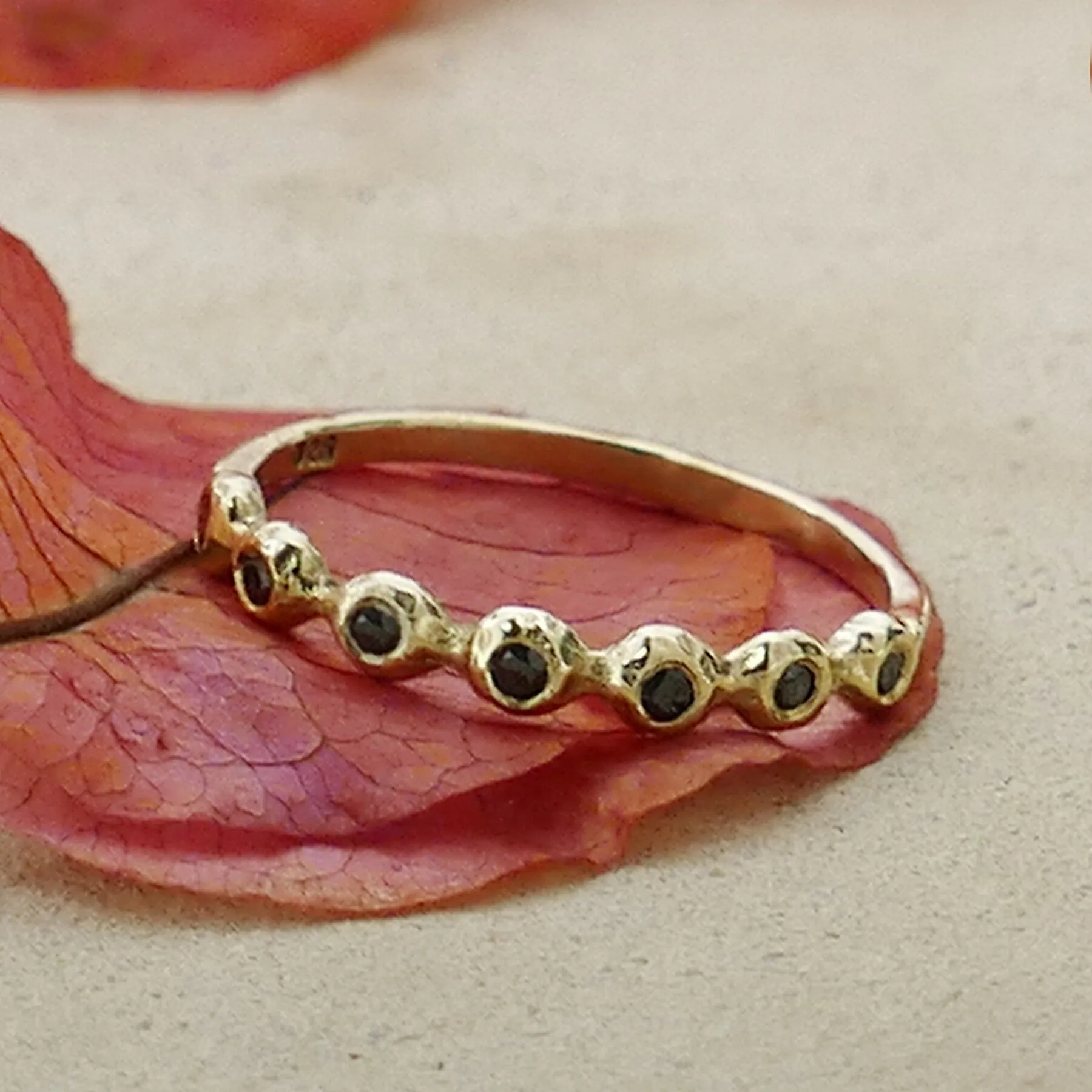 Unique Engagement ring 14 karat Yellow Gold Handmade Stackable Ring White Cubic Zirconia Minimalist Ring