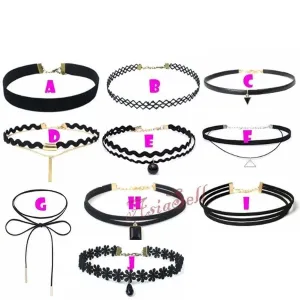 Velvet Neck Choker Necklace Black Love Heart Star Vintage Bohemian Charm 1