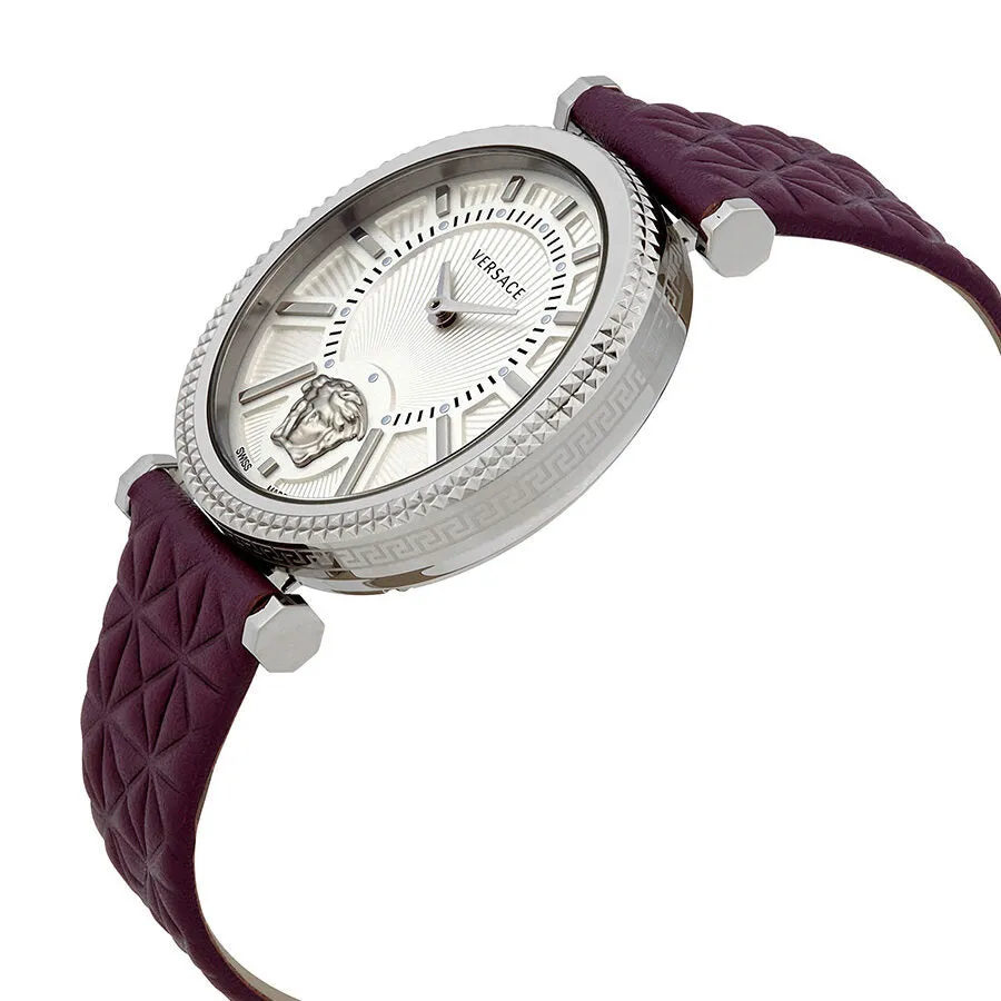 Versace V-Helix Ivory Dial Leather Ladies Watch VQG010015