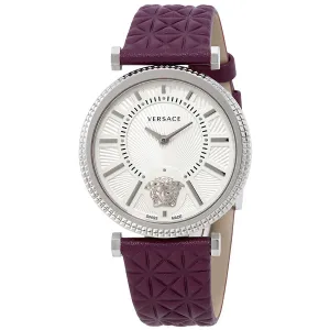 Versace V-Helix Ivory Dial Leather Ladies Watch VQG010015