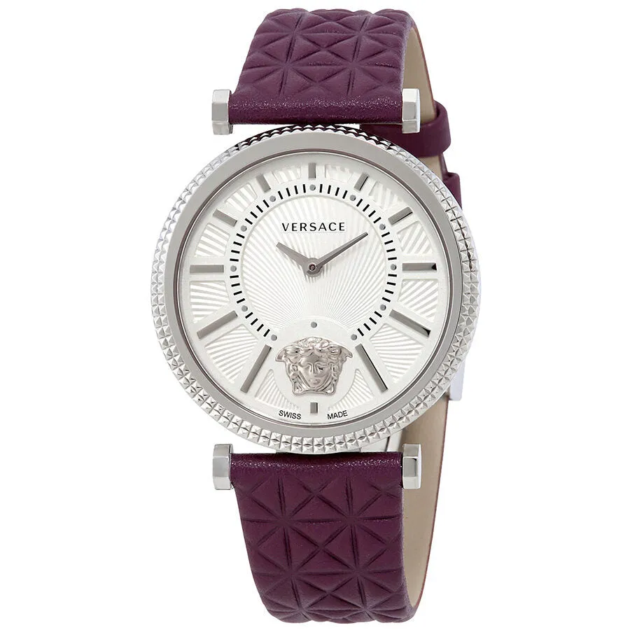 Versace V-Helix Ivory Dial Leather Ladies Watch VQG010015