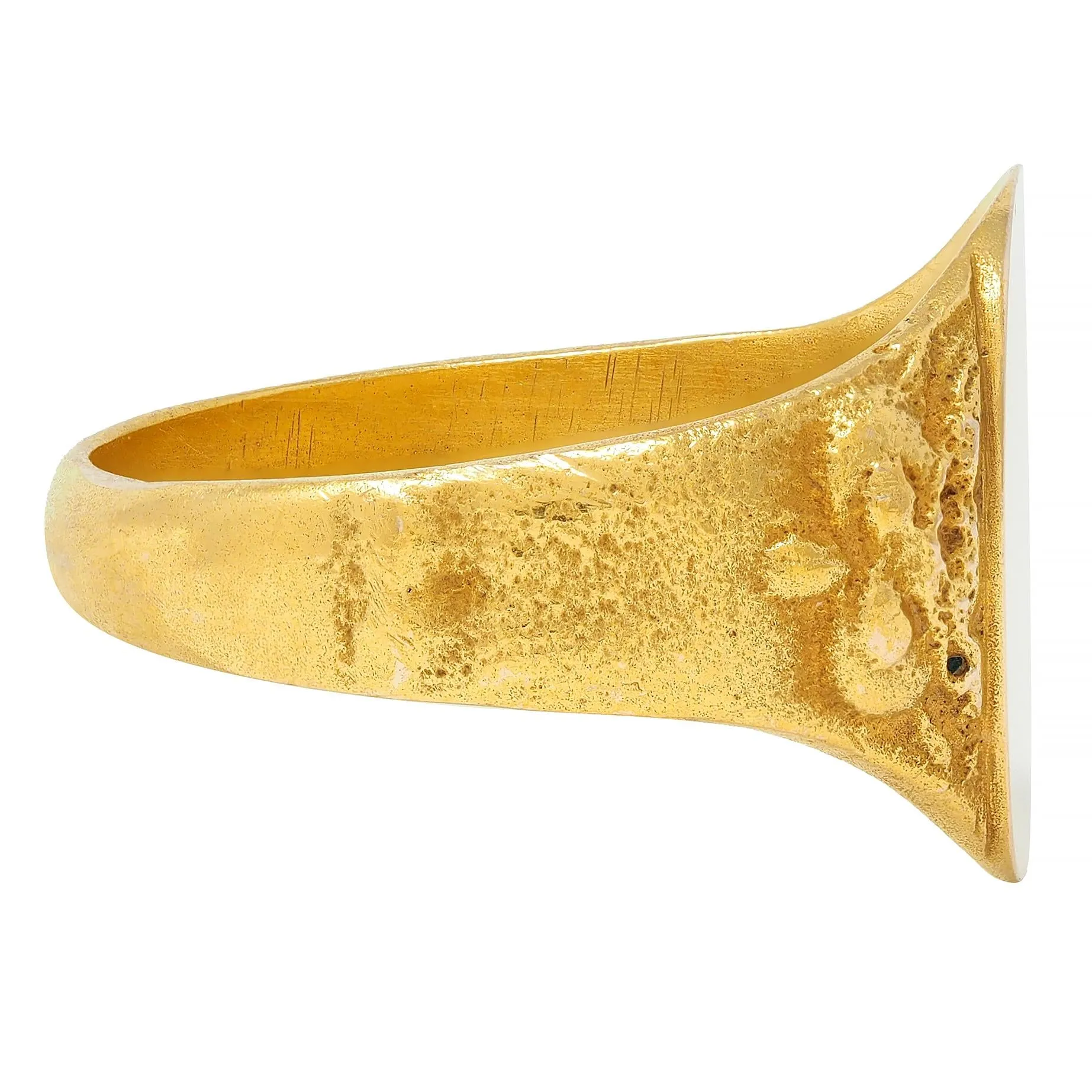 Victorian 14 Karat Yellow Gold Owl Antique Unisex Bird Animal Signet Ring