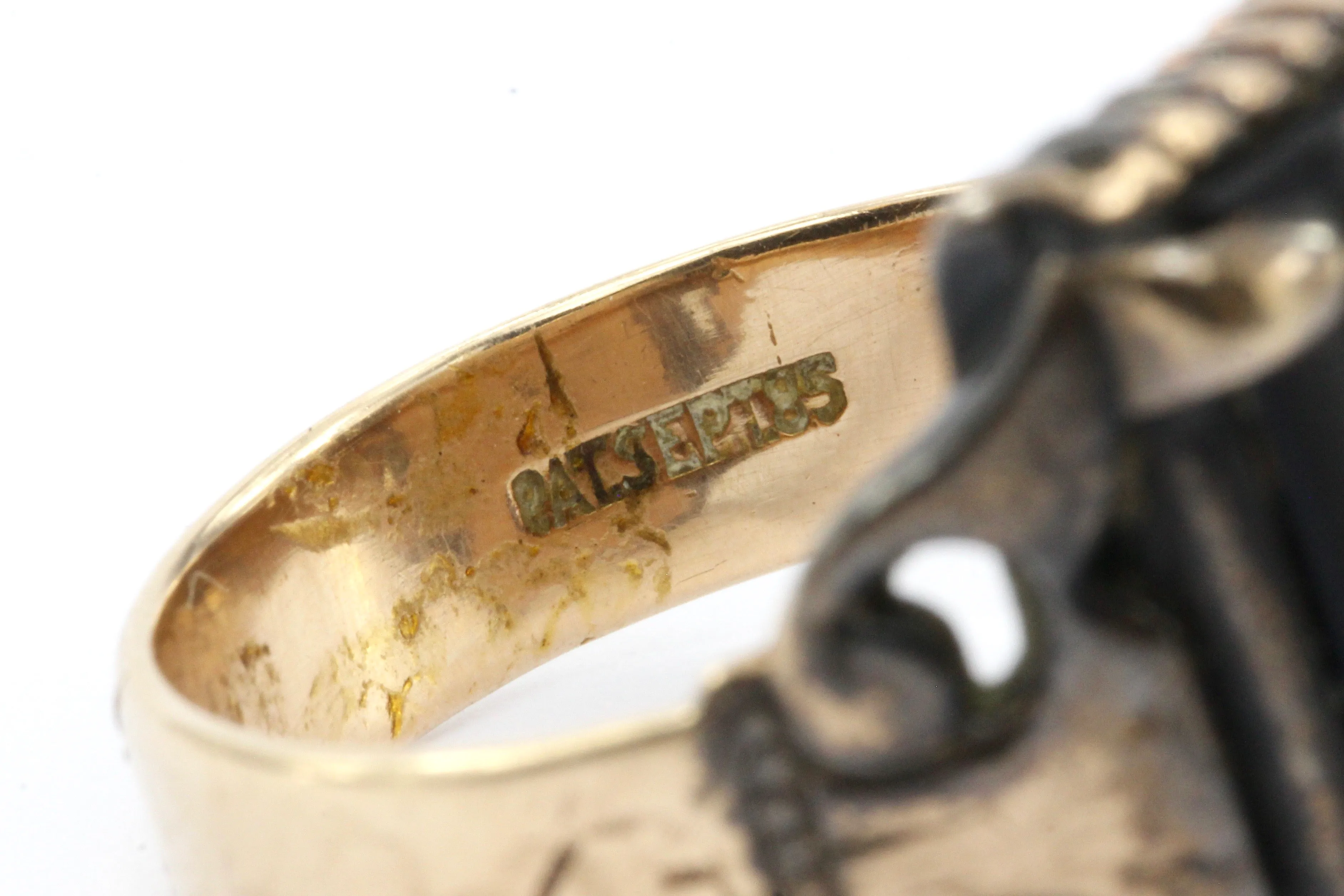 Victorian 14K Rose Gold Letter B Onyx Signet Ring c.1885