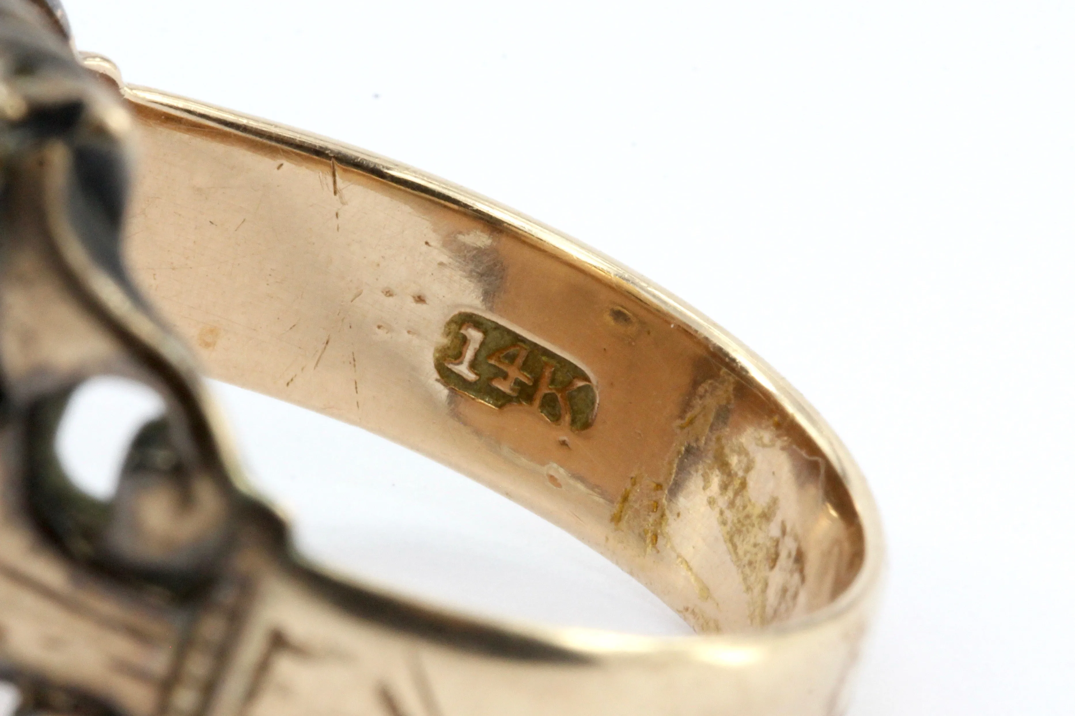 Victorian 14K Rose Gold Letter B Onyx Signet Ring c.1885