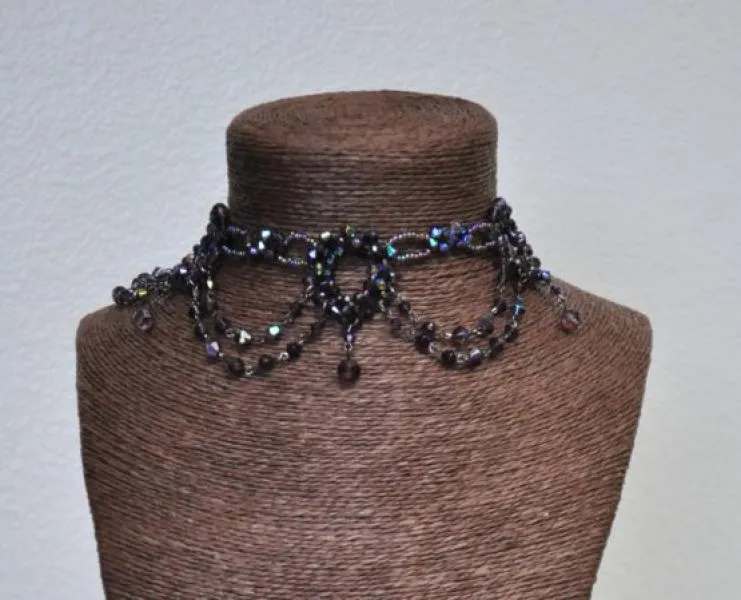 Victorian Beaded Choker - AB Multi
