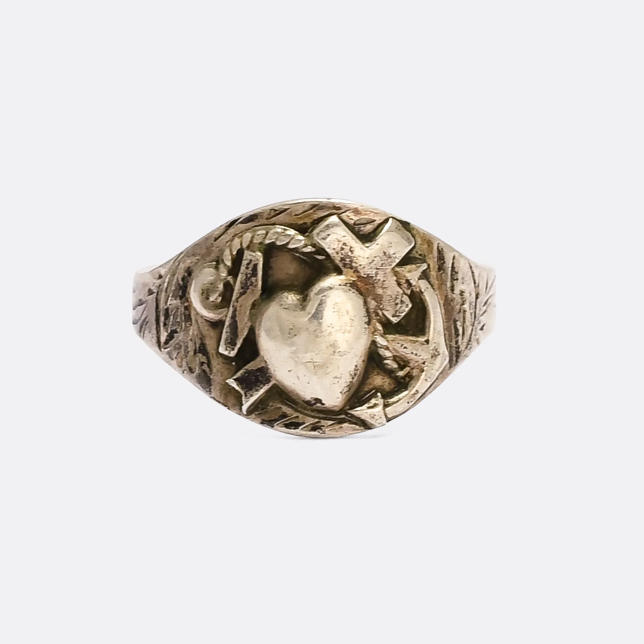 Victorian Silver "Hope Faith & Charity" Signet Ring