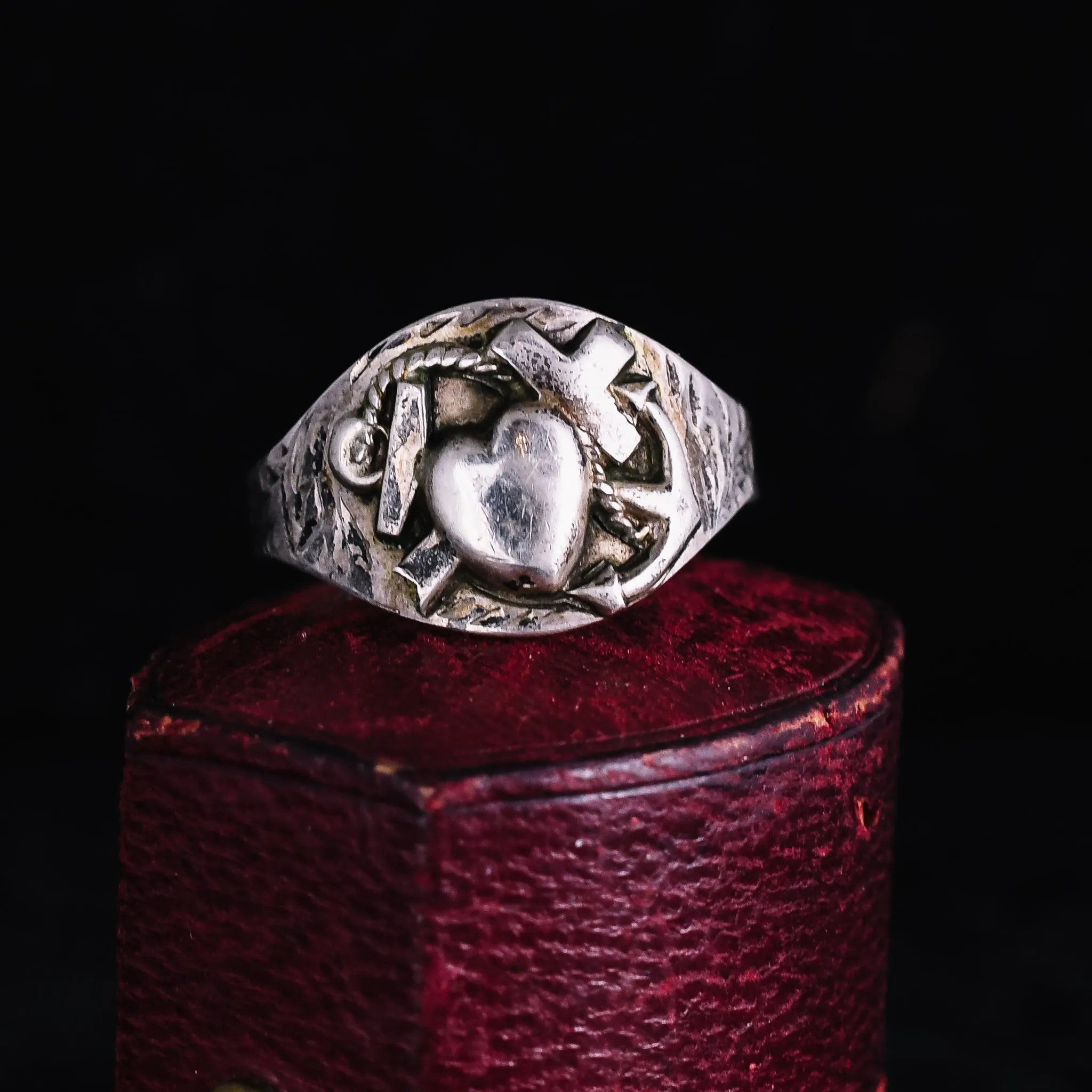Victorian Silver "Hope Faith & Charity" Signet Ring