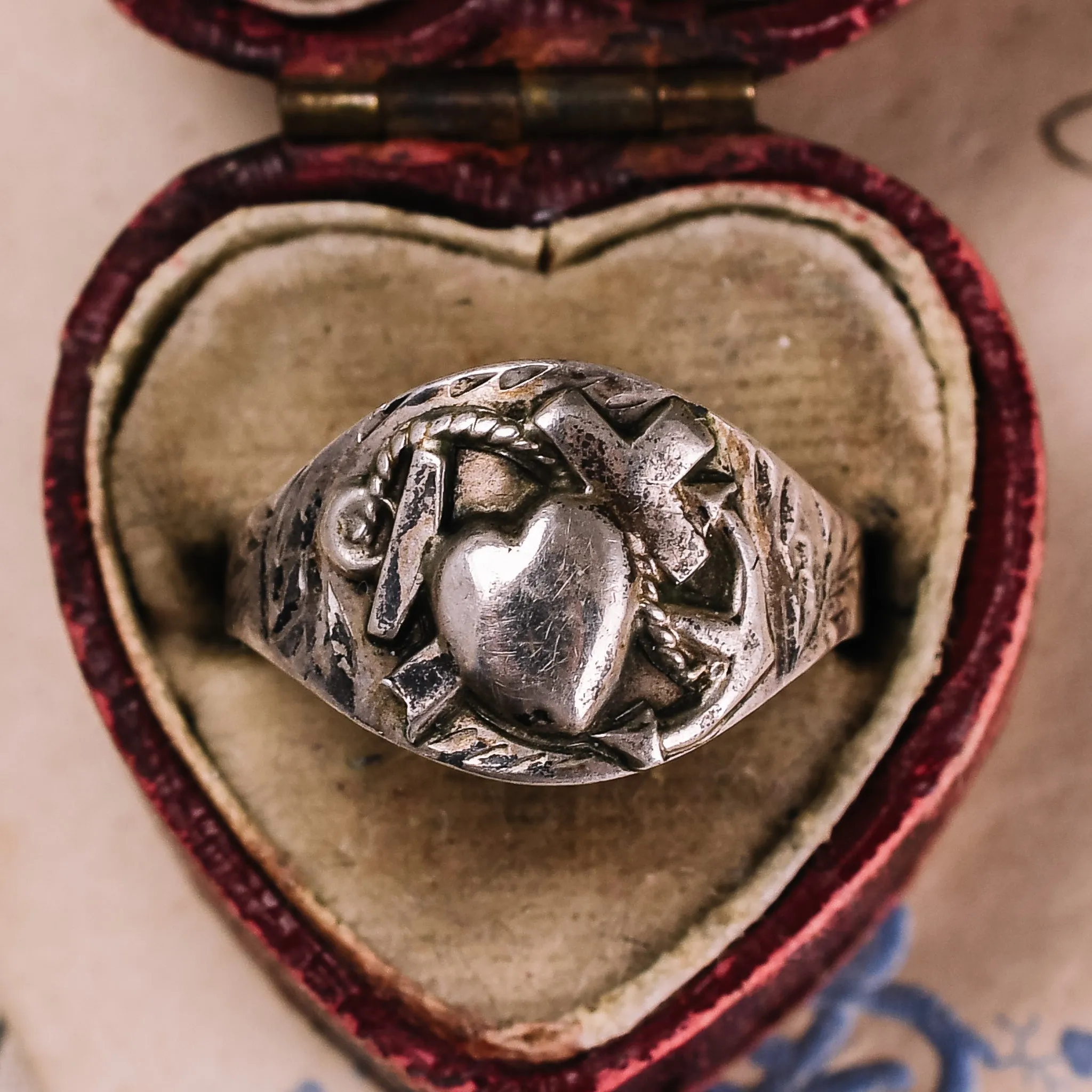 Victorian Silver "Hope Faith & Charity" Signet Ring