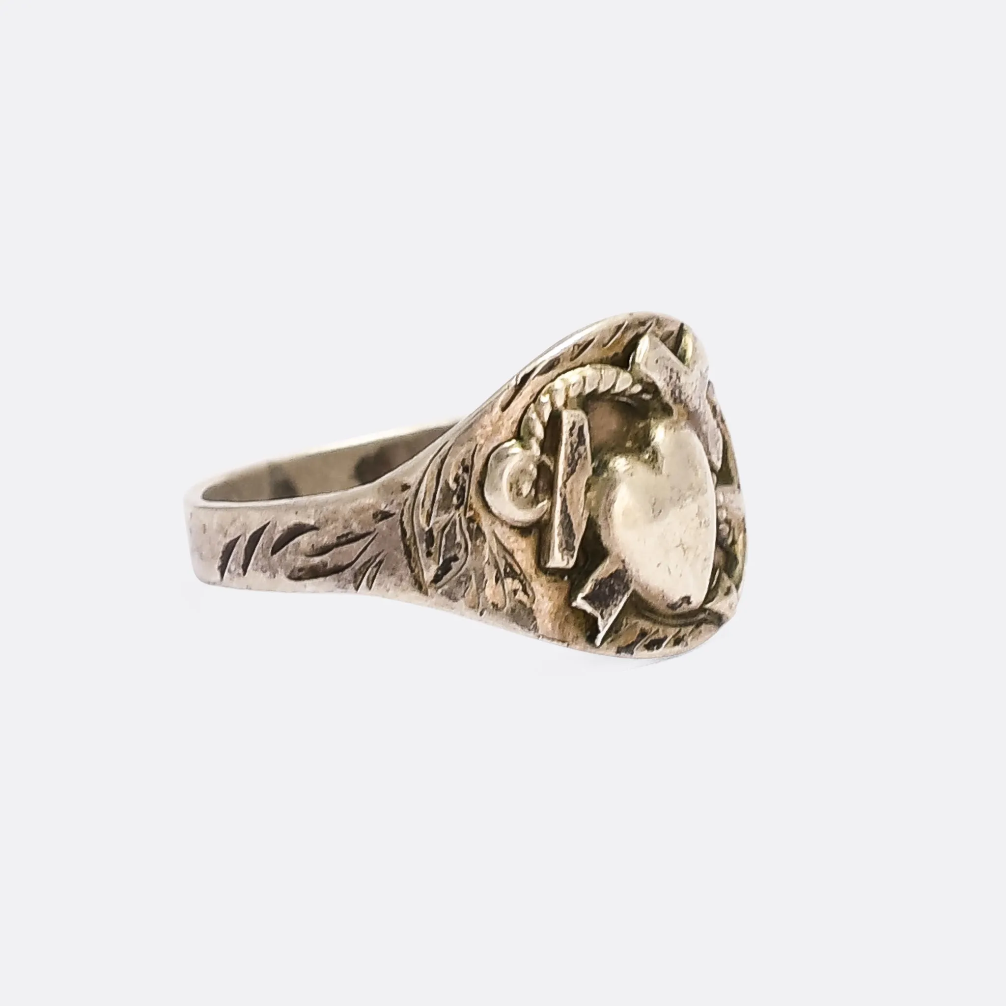 Victorian Silver "Hope Faith & Charity" Signet Ring
